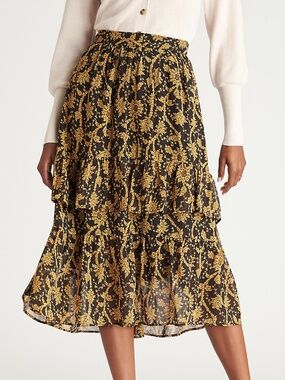 Ann Taylor Tiered Floral Skirt 4 petite